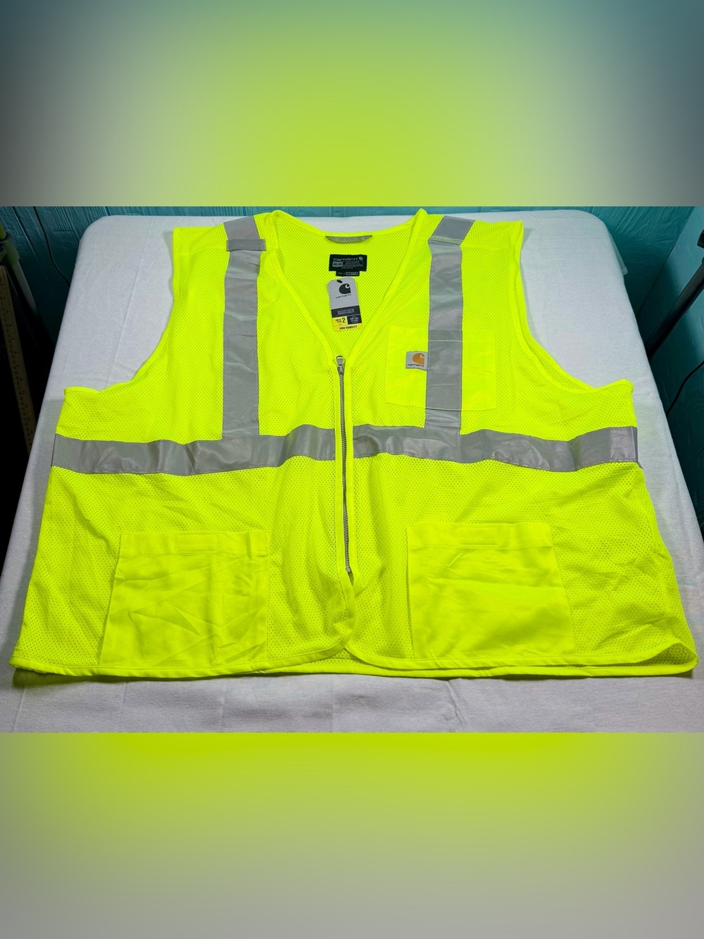 Carhartt Hi-Vis Yellow Safety Mesh Vest with Reflective Tape